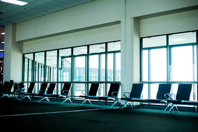 Empty chairs in airport