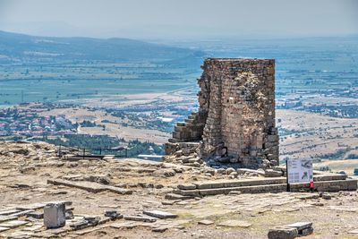 High angle view of old ruins in city