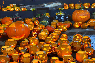 Close-up of pumpkins for sale