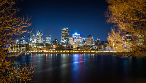 Illuminated city at night