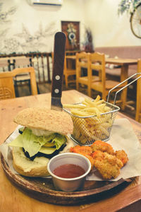 Close-up of food in plate on table