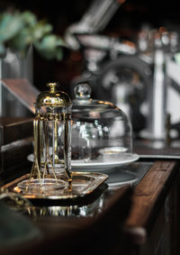Close-up of wine glass on table in cafe