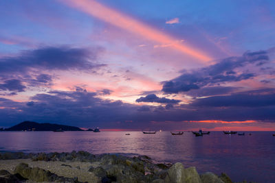 Scenic view of sea against sky during sunset