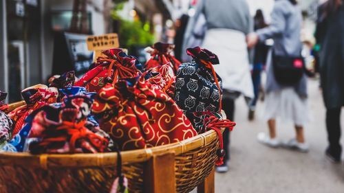 Close-up of sale at market stall