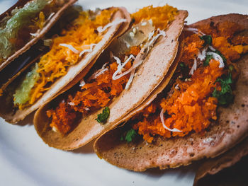 High angle view of food in plate