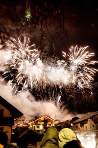 Firework display at night