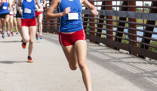 Low section of women running