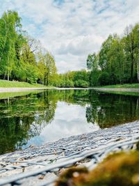 Scenic view of lake against sky