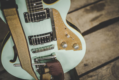 High angle view of guitar