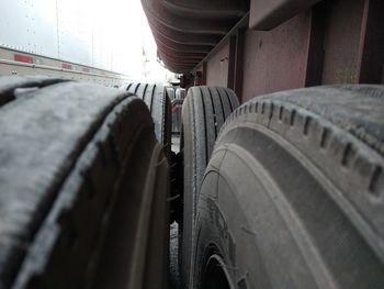 Close-up of tire tracks