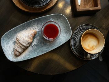High angle view of coffee on table