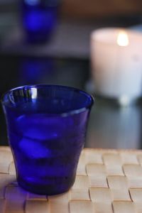 Close-up of blue drink on table