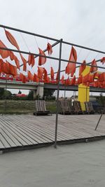 Clothes drying on clothesline against sky