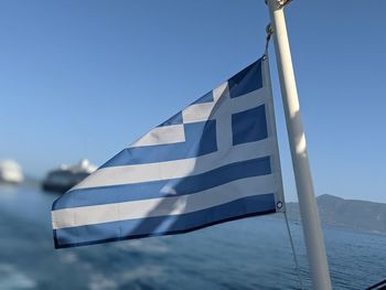 Close-up of flag against blue sky