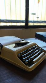 Close-up of open book on table