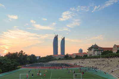 People in park against sky