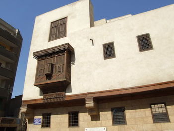 Low angle view of building against clear sky