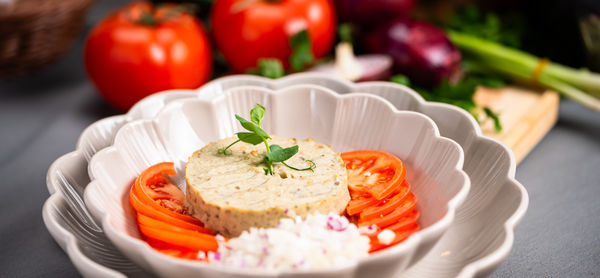 Close-up of food in plate on table