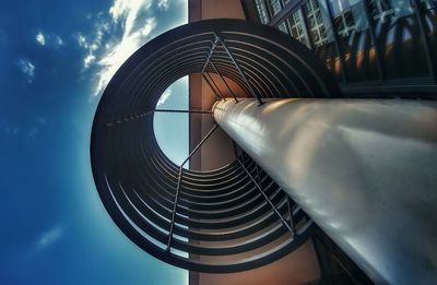 Low angle view of pipe against sky