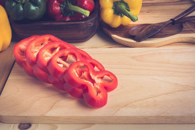 Close-up of chopped vegetables on cutting board