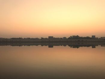 View of lake at sunset