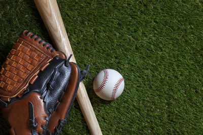 Close-up of baseball on field