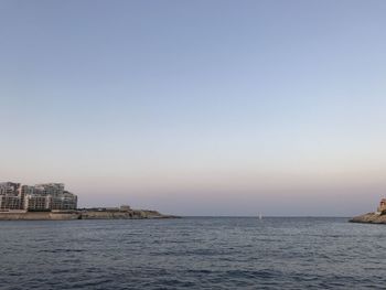 Scenic view of sea against clear sky