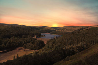 Scenic view of landscape against sky during sunset