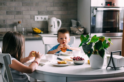 People having food at home