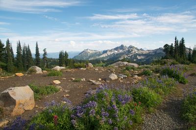 Scenic view of mountains against sky