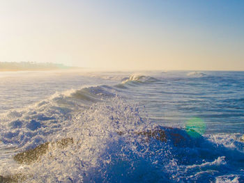 Scenic view of sea against clear sky