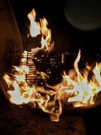 Close-up of bonfire at night