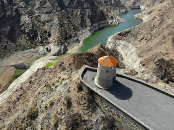 High angle view of rock on mountain