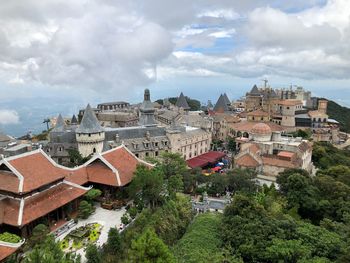 High angle view of townscape against sky