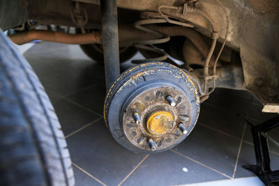High angle view of old vintage car