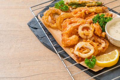 Close-up of food in plate on table