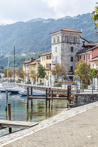 The beautiful promenade near the lake orta in pella