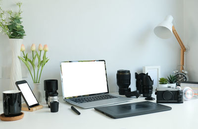 Close-up of laptop on table