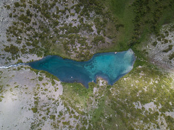 High angle view of sea and rocks