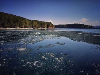 Scenic view of lake against sky