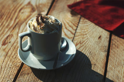 Close-up of coffee on table
