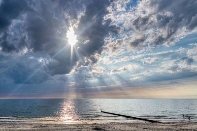 Sun shining through the clouds over the baltic sea