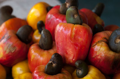 Close-up of cashewfruits for sale