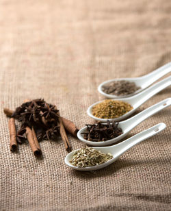 High angle view of food on table