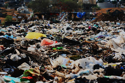 High angle view of garbage dump