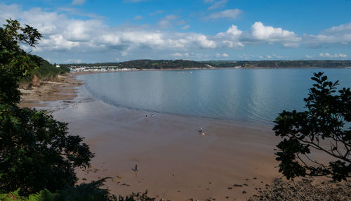 High angle view of sea against sky