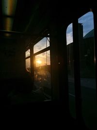 Silhouette of window at sunset