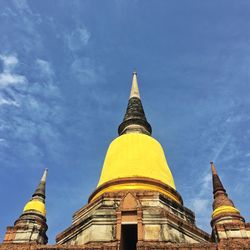 Low angle view of pagoda against sky