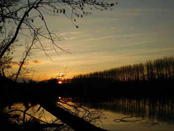 Scenic view of lake at sunset