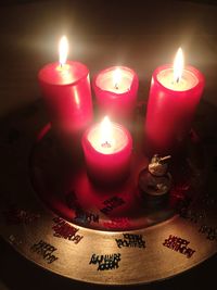 Close-up of illuminated candles